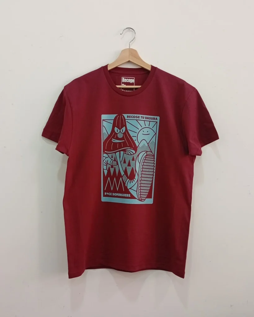 Camiseta burdeos estampada en serigrafía a 1 tinta en Madrid